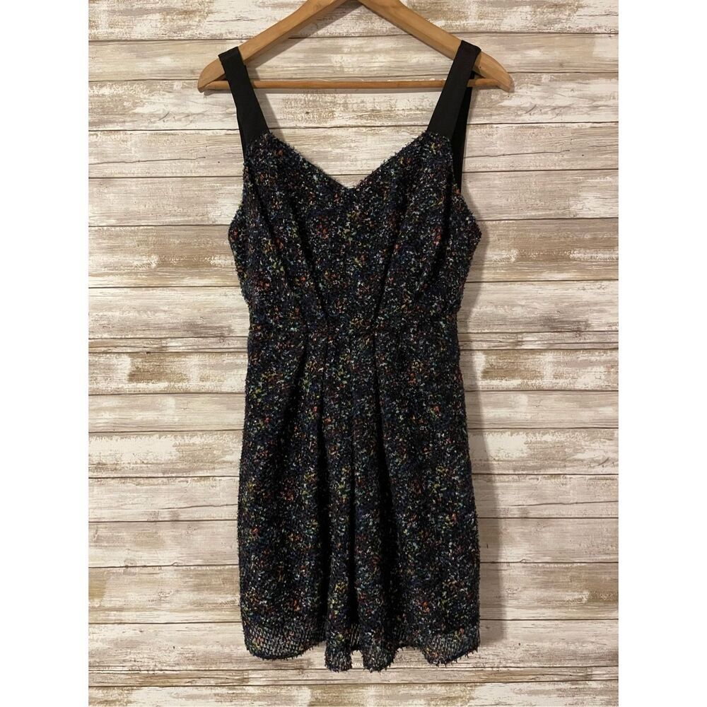 Ann Taylor Loft Cross Back Mini Cocktail Dress Size 6 Black Sleeveless V Neck​